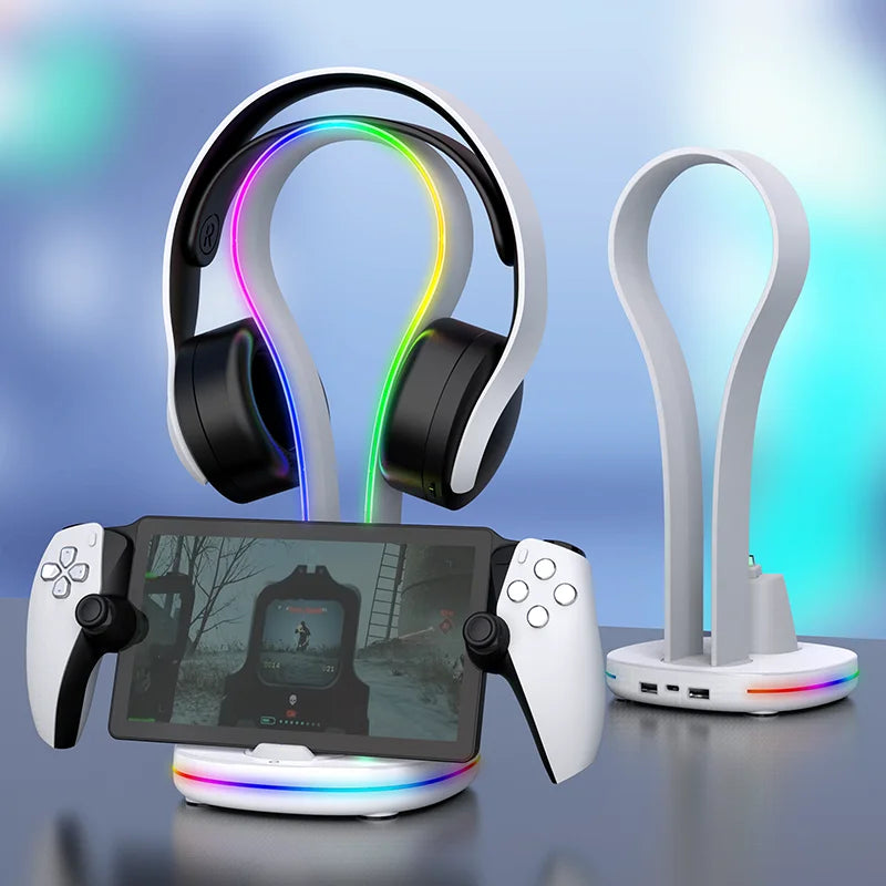 Charging Dock for PS Portal Handheld Console with Headset Stand,Magnetic Charging Mode & RGB Light Touchpad PG-P5P23