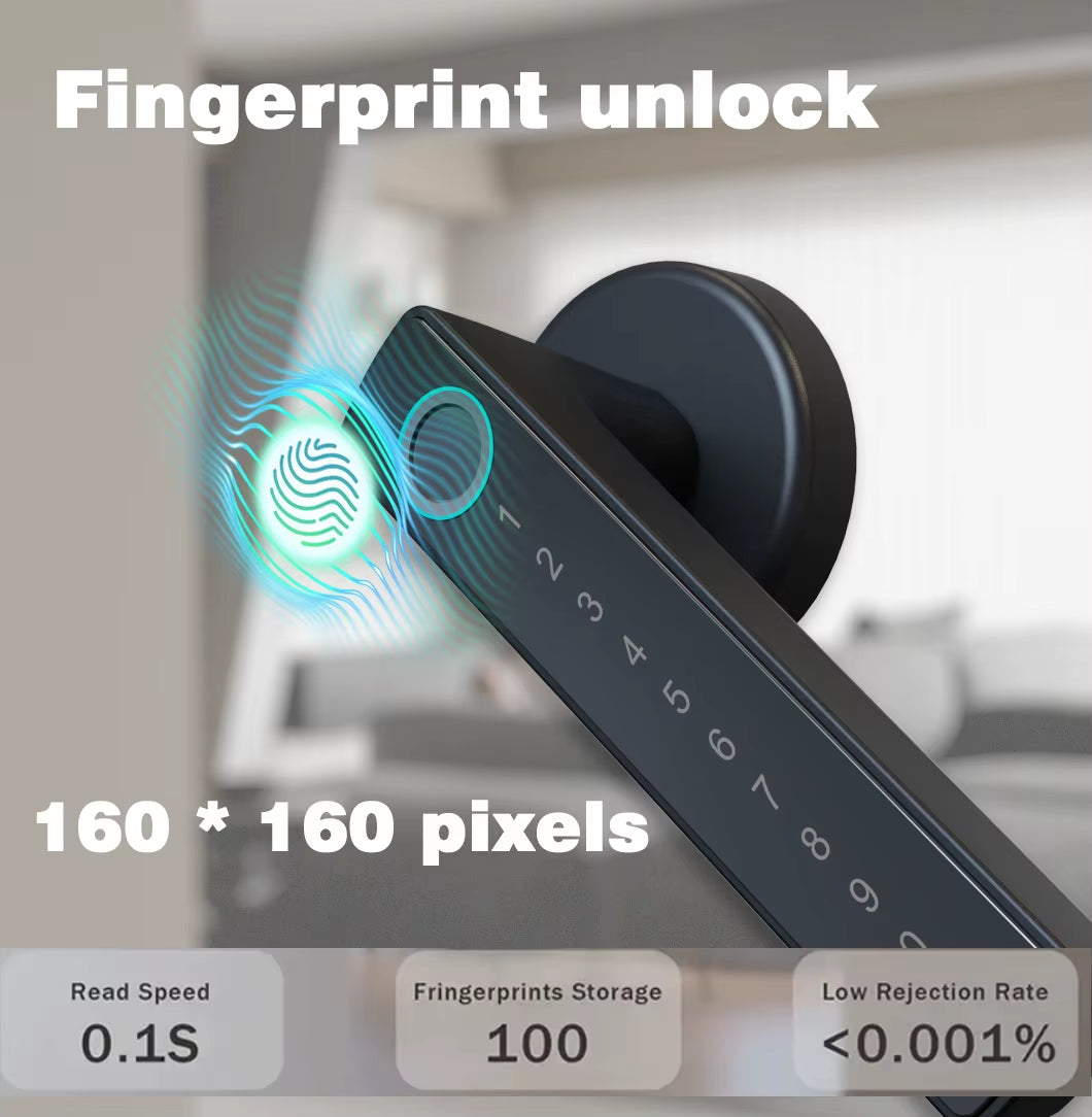 Smart Fingerprint Lock Tuya Bluetooth Passcode Card Wooden Door Bedroom Keyless Entry Smart Lock Alexa Google Assistant