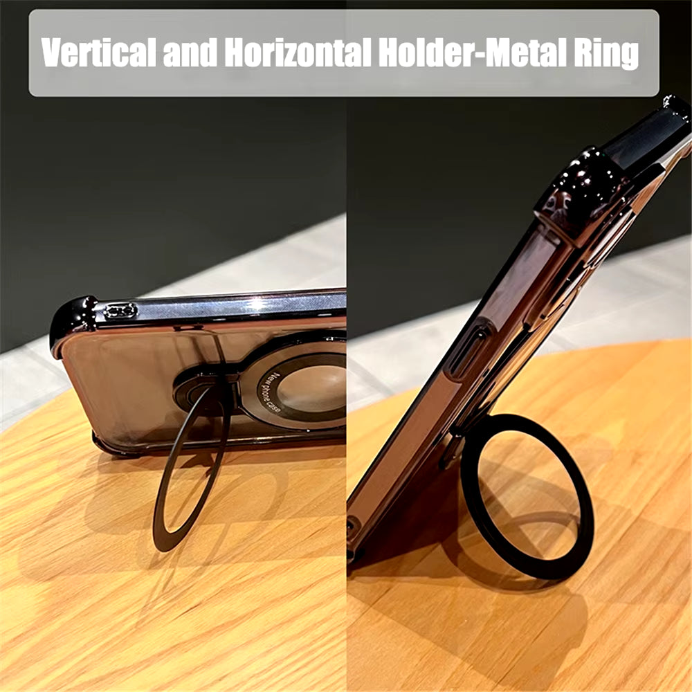 Luxury Plating Shockproof Magnetic Bracket for Magsafe Clear Case for Iphone 15 16 14 13 12 11 Pro Max with Holder Stand Cover