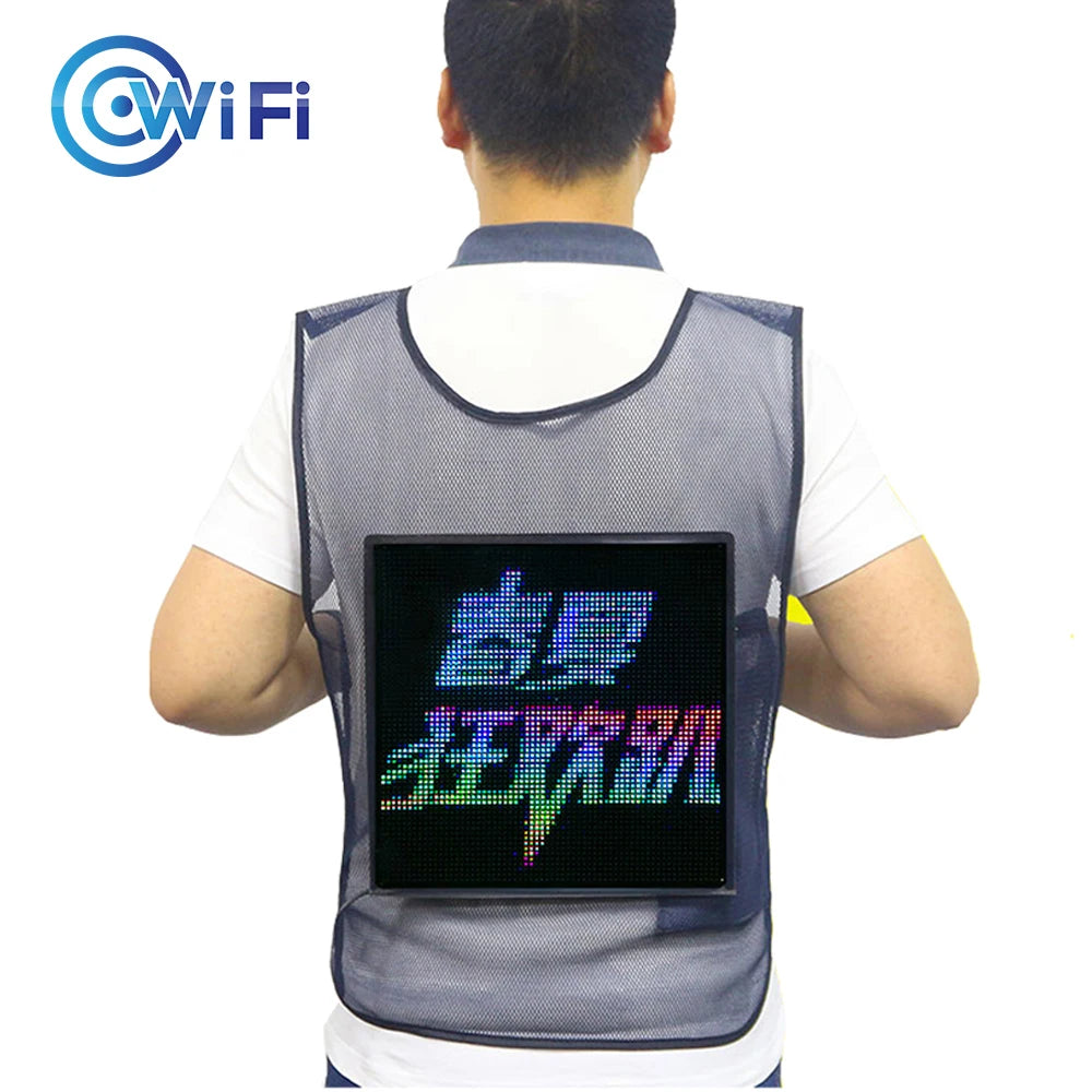 Advertising LED Vest with LED Screen Wireless APP Control LED Display Clothing Creative Eye Catching LED Backpack for Marketing