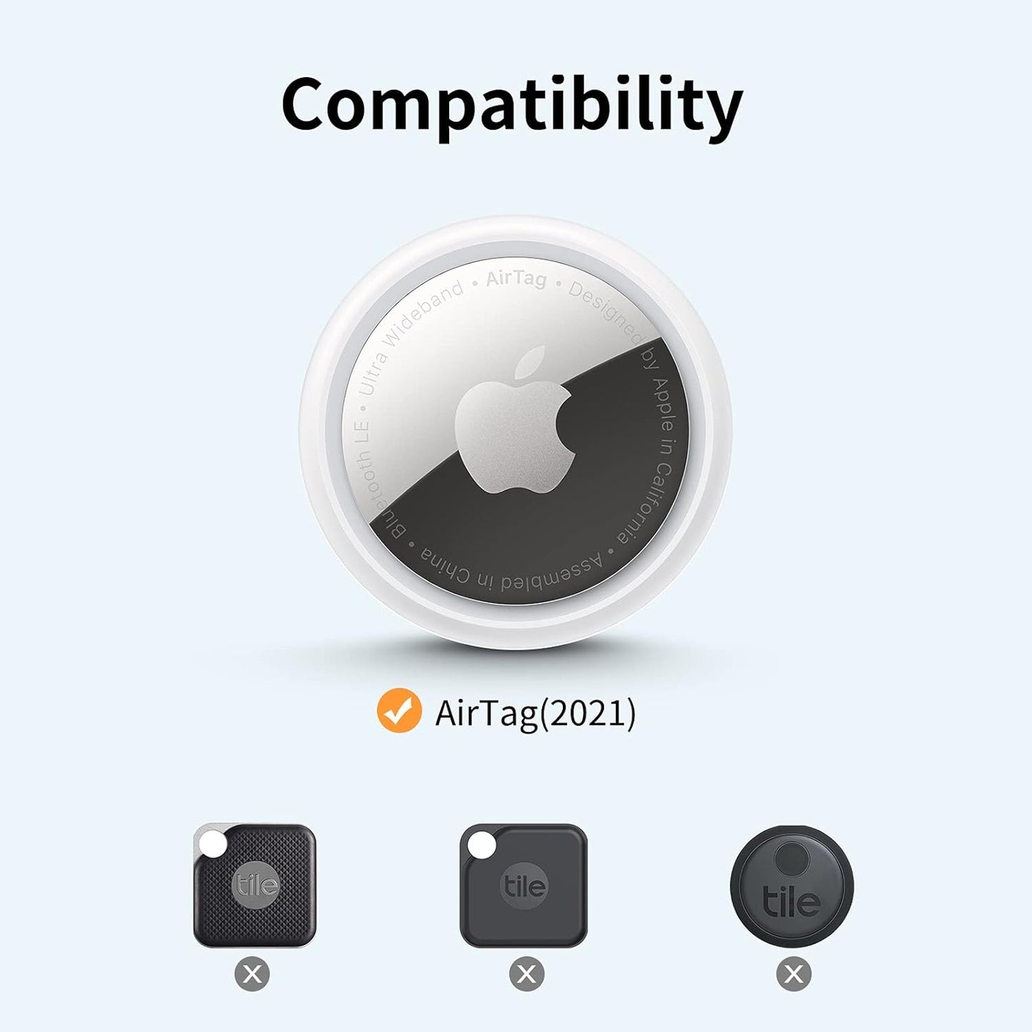 Airtag Case 4-Pack, TPU Protective Cover with Keyring for Apple Airtag [Snug Fit & Secure] [Easy Installation] Anti-Scratch 360° Full Body Holder for Keys, Pets, Bags - 2 Black & 2 Blue