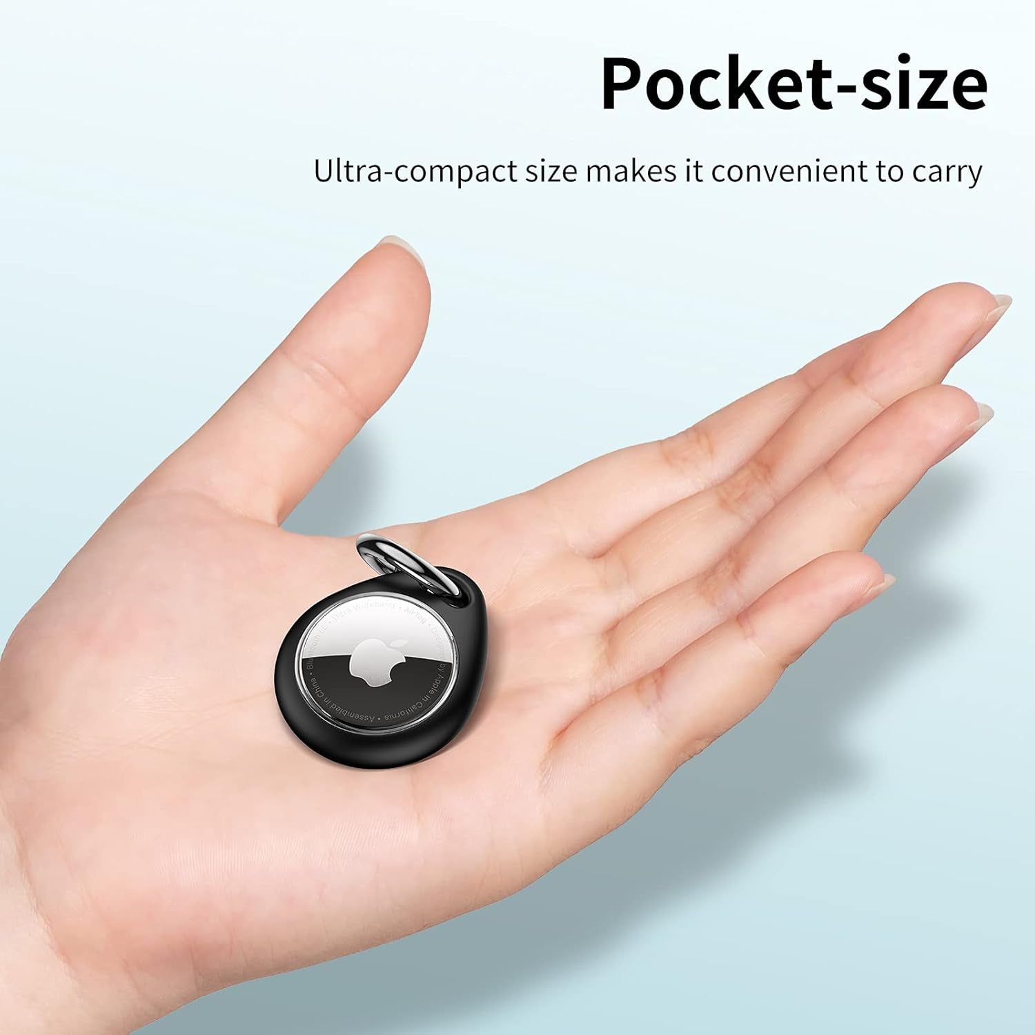 Airtag Case 4-Pack, TPU Protective Cover with Keyring for Apple Airtag [Snug Fit & Secure] [Easy Installation] Anti-Scratch 360° Full Body Holder for Keys, Pets, Bags - 2 Black & 2 Blue