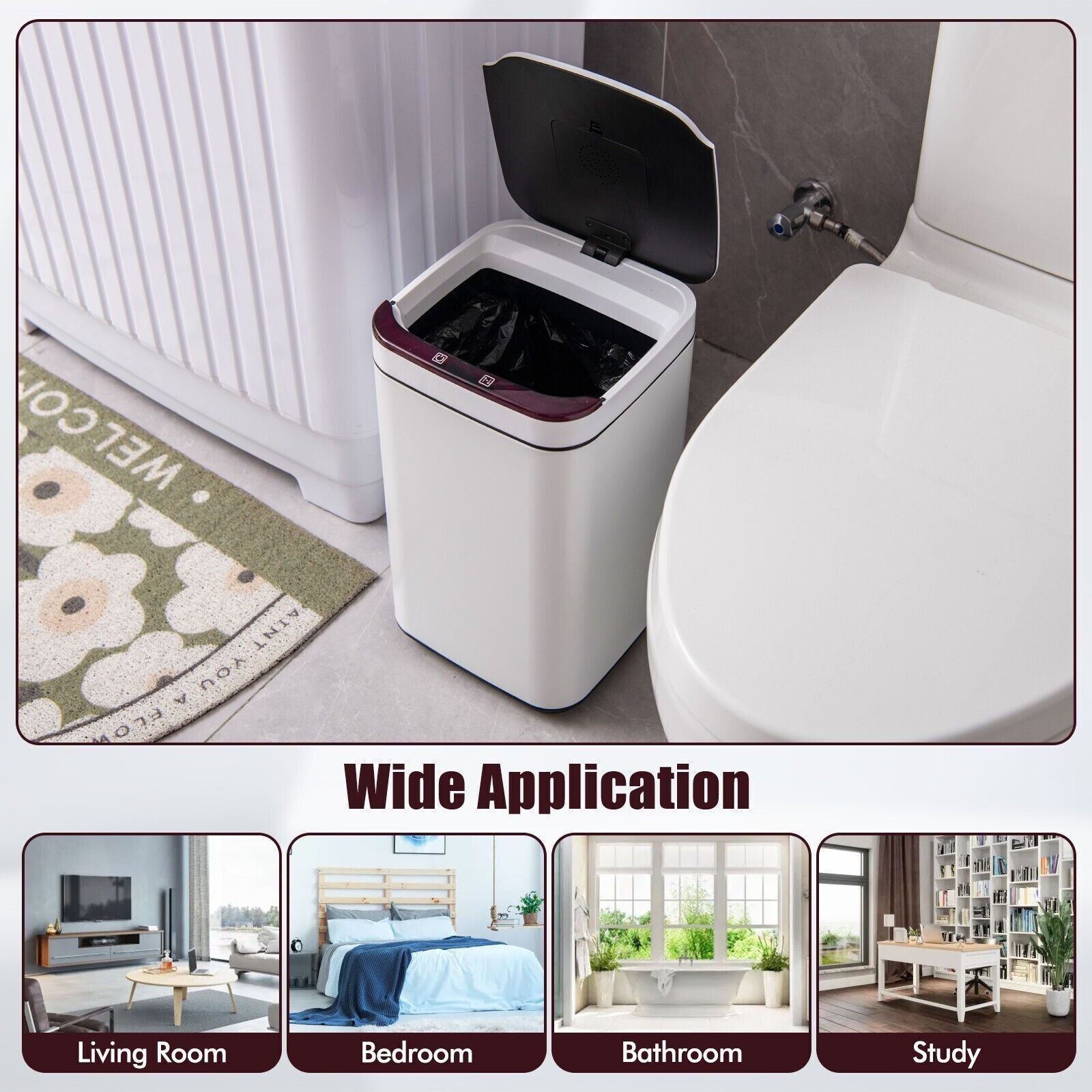 Intelligent Touchless Trash Can 13L Small Smart Motion Sensor Smart Garbage Can