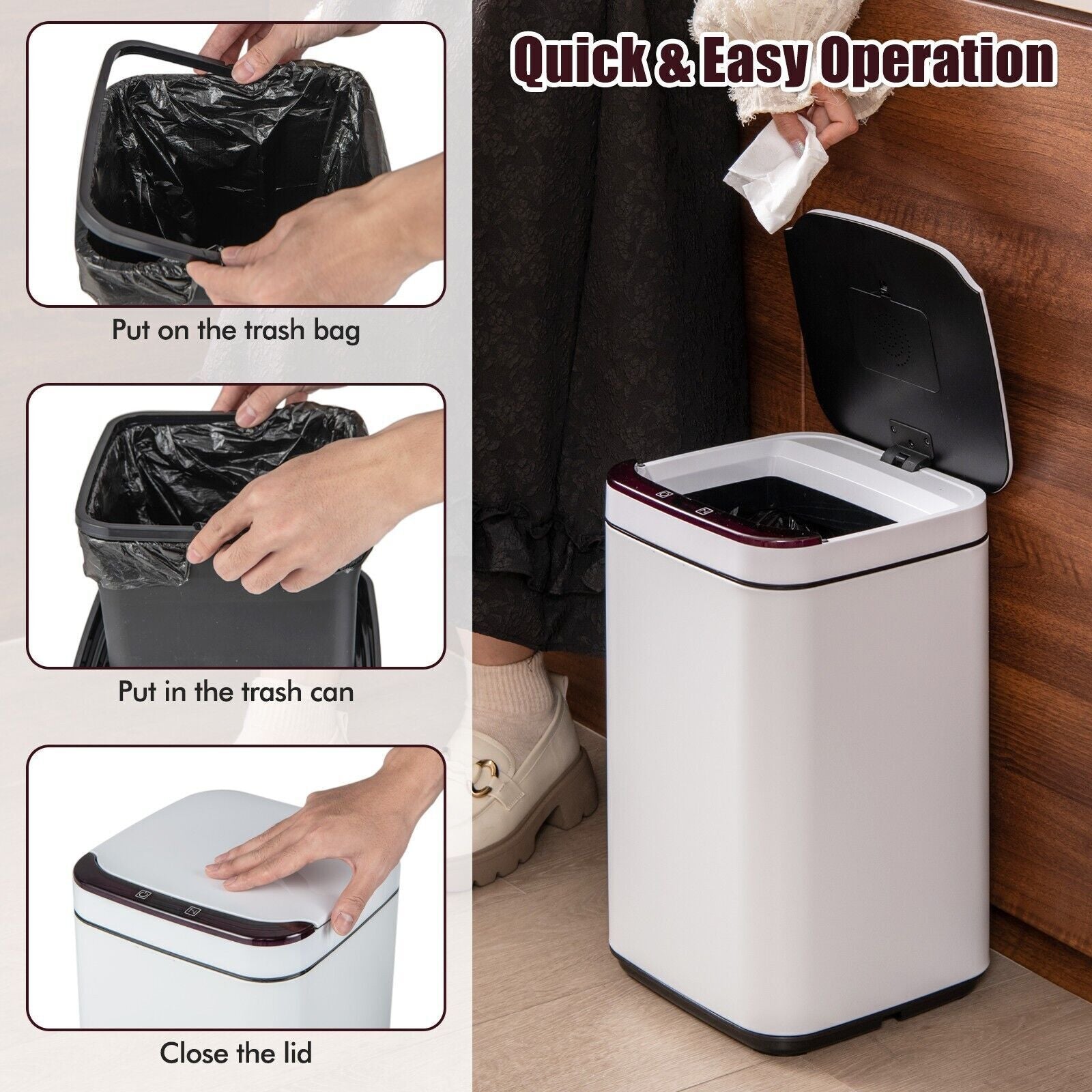 Intelligent Touchless Trash Can 13L Small Smart Motion Sensor Smart Garbage Can